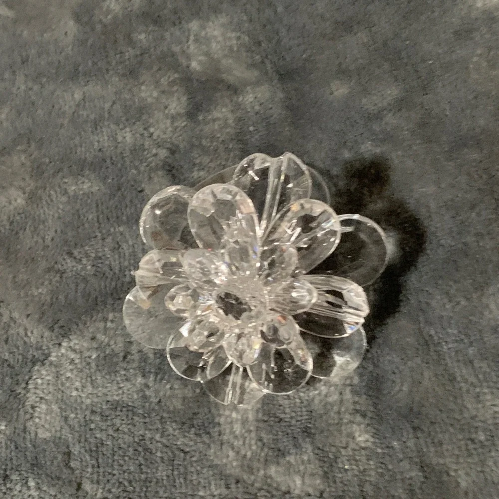 Clear Acrylic Flower Napkin Rings 3D Floral Set of 9 Party Wedding Shower
